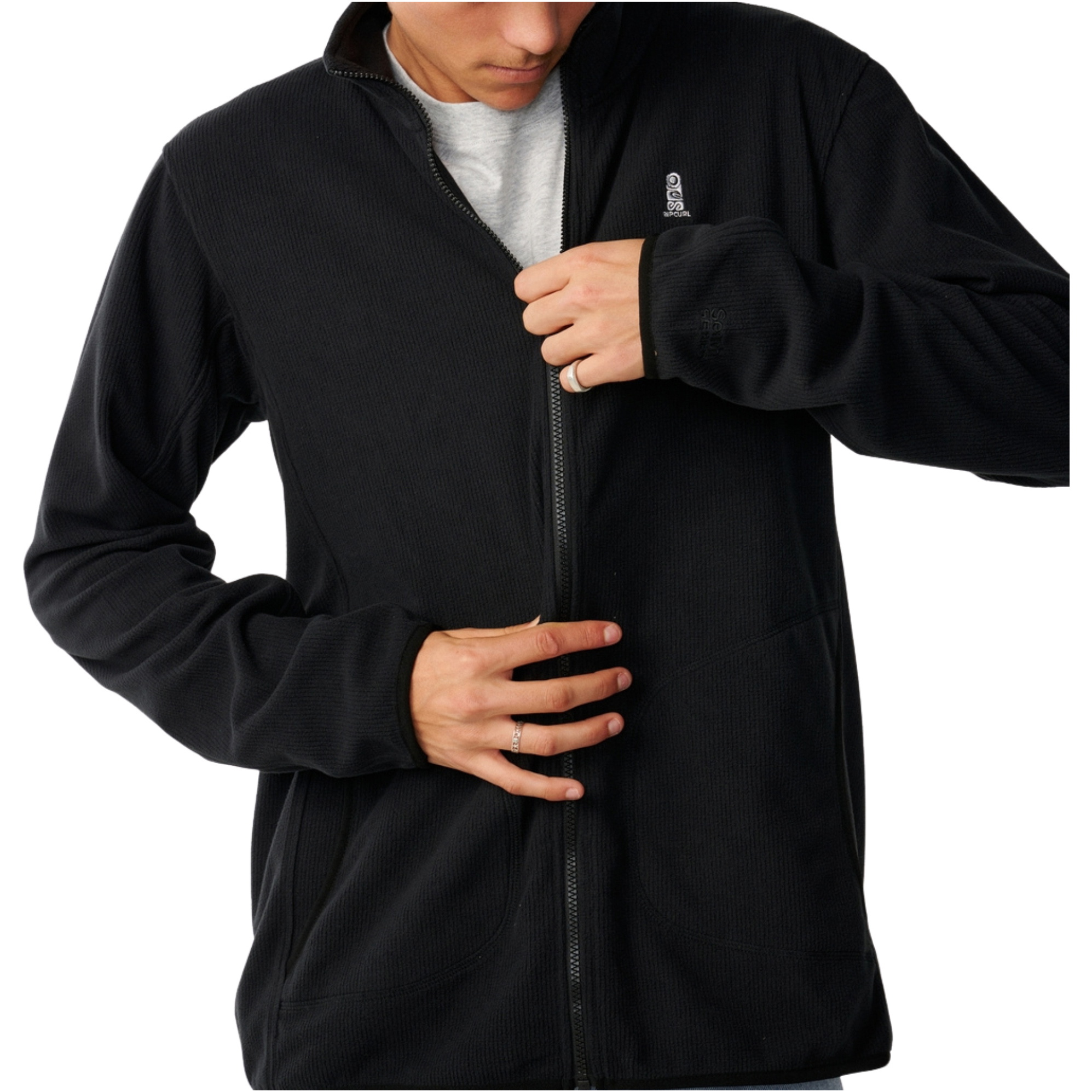 2026 Rip Curl Mens S-Series Polar Zip Thru Crew Sweatshirt 0CBMFL - Black